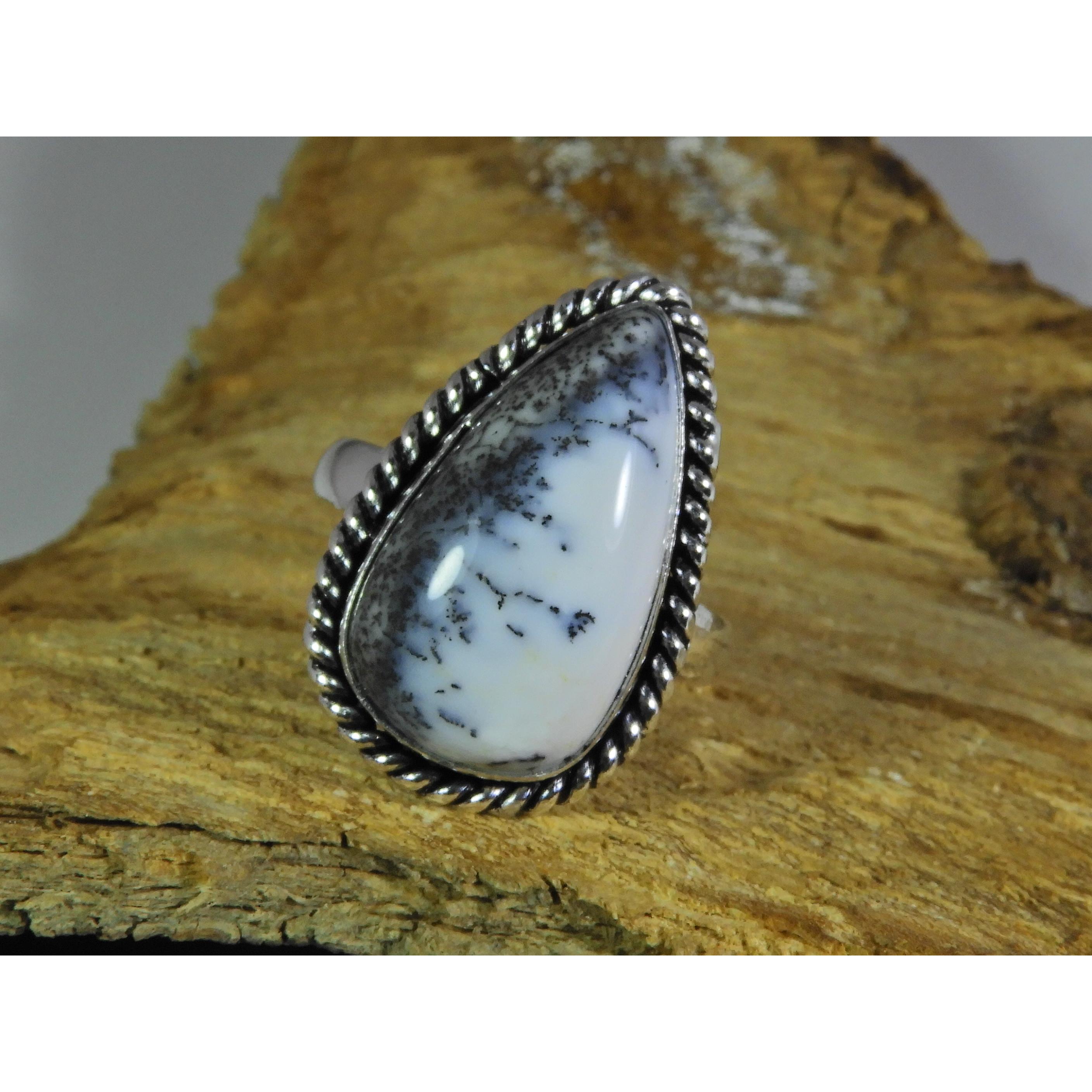 

Natural Dendrite 925 Solid Sterling Silver Ring Size US-8.5 PG-16