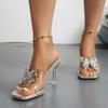 Fashion 2025 Fashion Women's Shoes Outdoor Women's Slippers New Crystal Butterfly-knot Plus Size Square Best Seller Toe Heels Women
