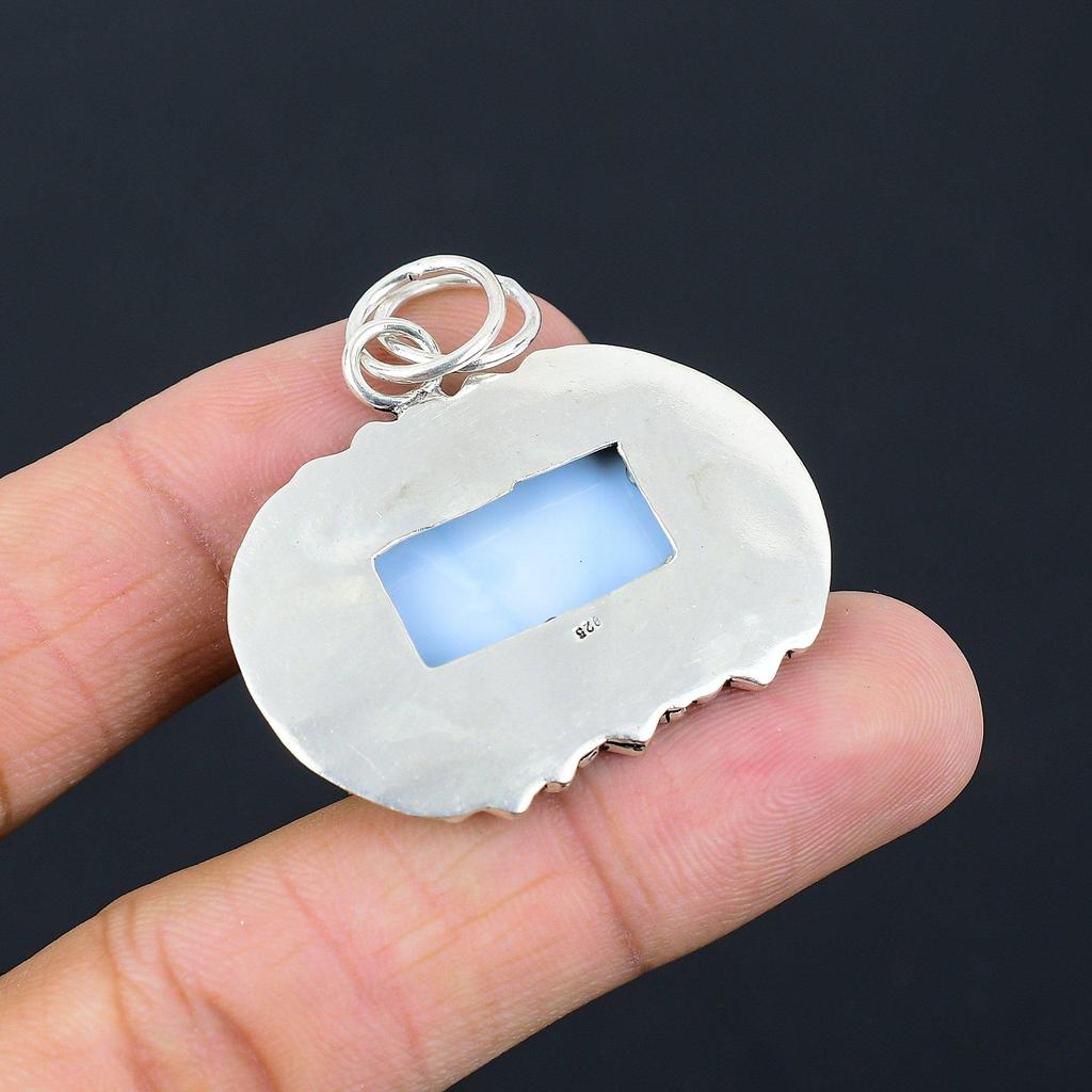 Natural Owyhee Blue Opal 925 Silver Daughter Birthday Handcrafted Unique Pendant