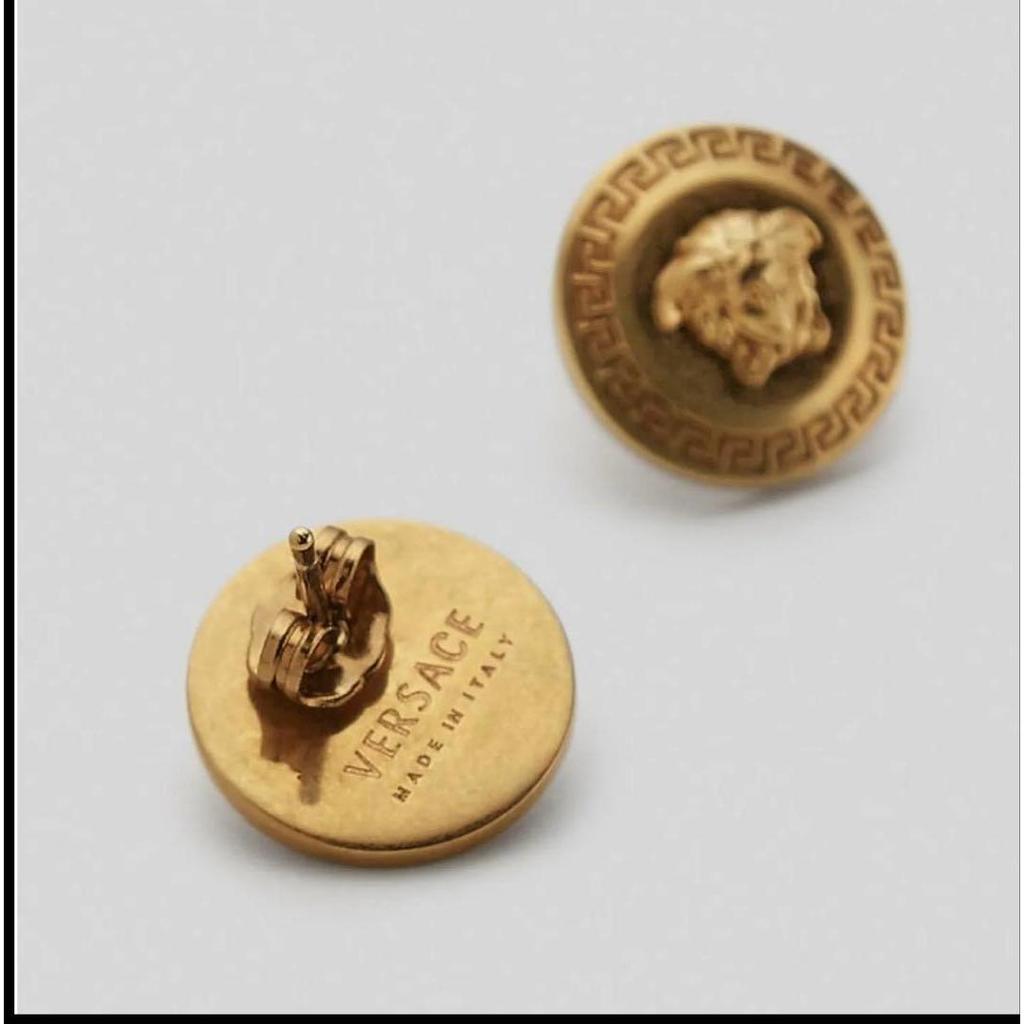 Used New Versace Stud Earrings Gold Unisex