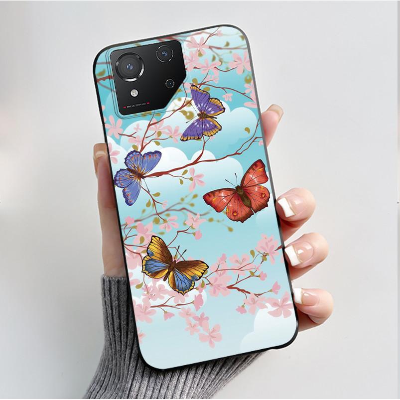 For ASUS ROG Phone 8 Case For ROG Phone 8 Pro Case Capa Soft Silicone Black Shell Cover Cute Flower Cartoon Printing Phone Cases