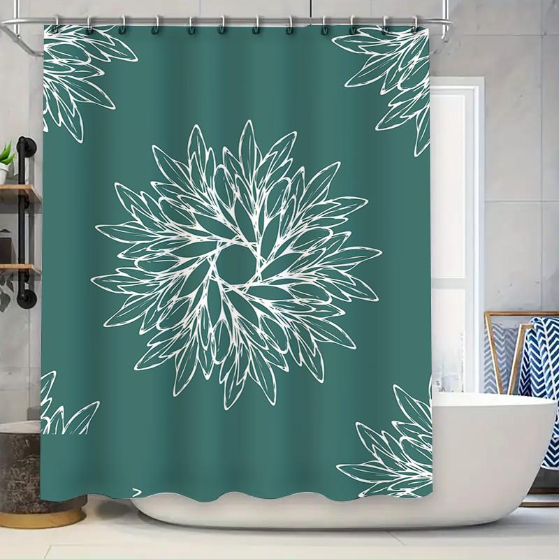 

Green White Floral Shower Curtain Brick Wall Bath Decor 180Cm Waterproof Fabric Tree Pattern Design For Bathroom Modern Style Ho W60H190(CM)-1 Pcs