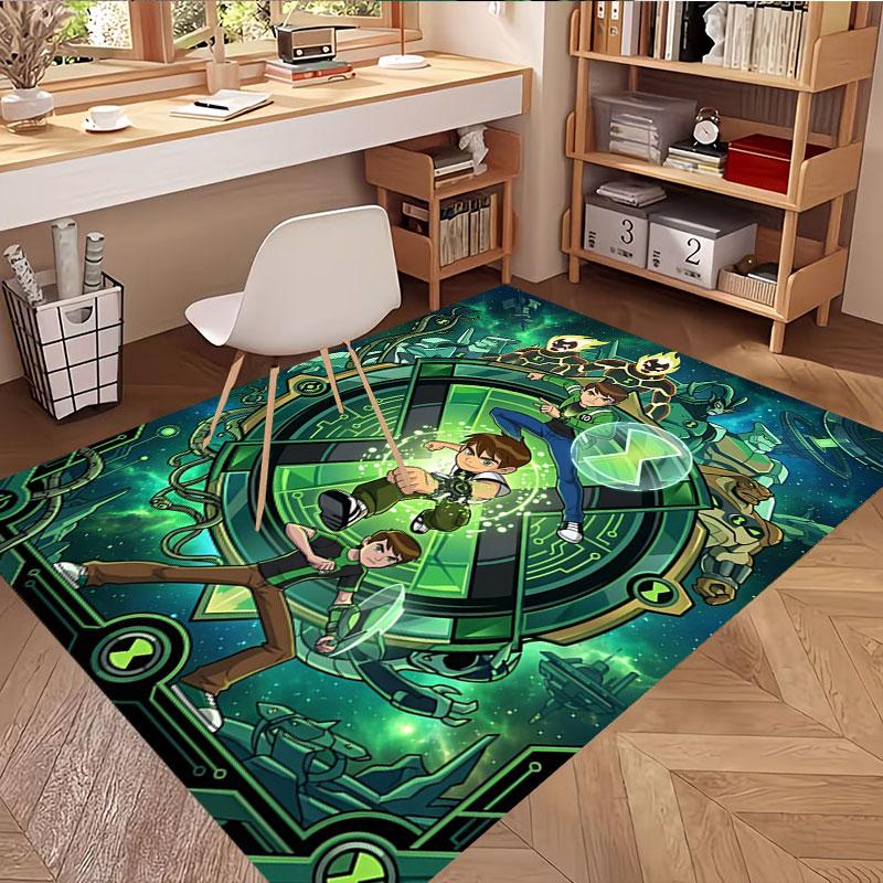 Ben 10 Cartoon Print Rug, Washable Floor Carpet, For Entryway Dorm Laundry Room Office Study, Home Decor Birthday Christmas Gift