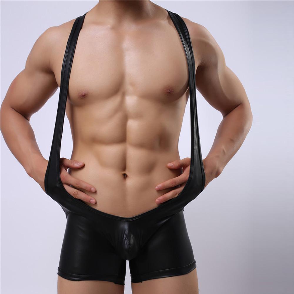 Sexy Mens Underwear Leather Jockstrap Trunks Leather Underwear Belt Pants