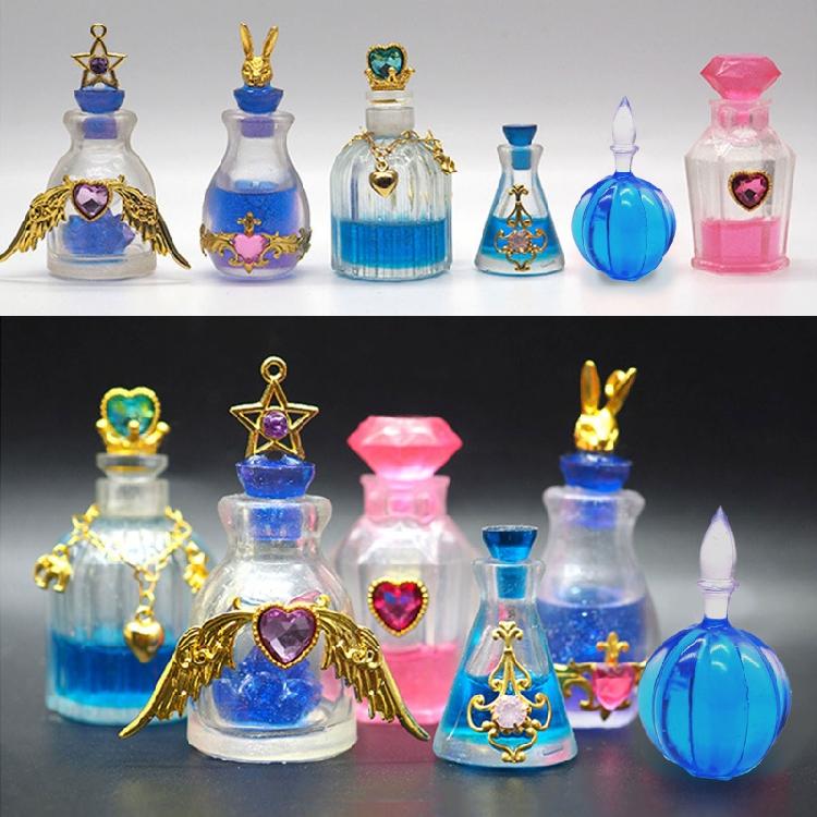 6Pcs Resin Molds for Perfume Bottle,Silicone Resin Casting Molds with Stopper Epoxy Molds Kit for DIY Perfume Bottles