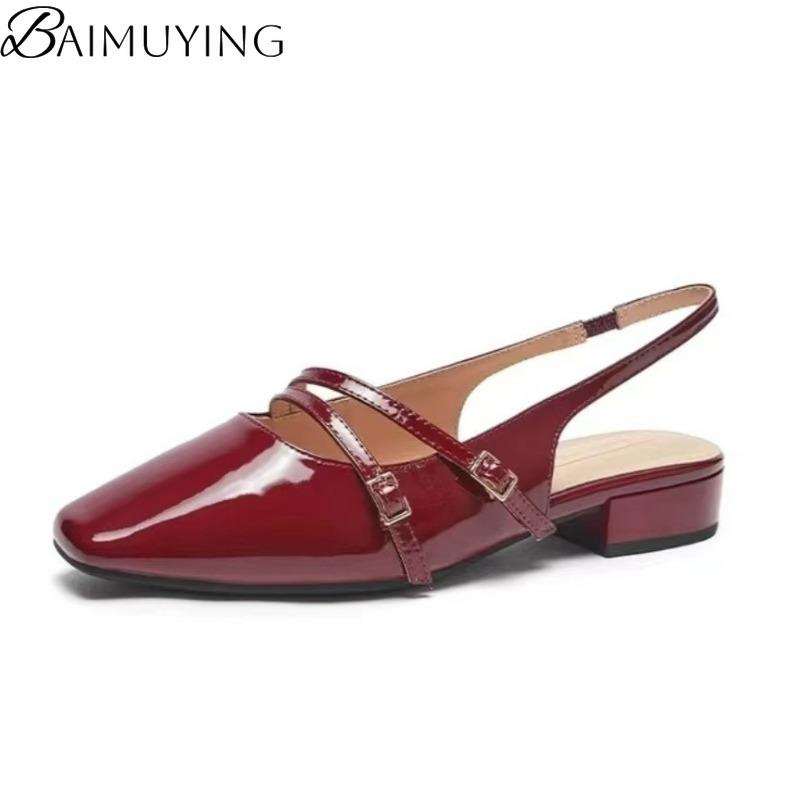 Fashion Women's Sandals High Heels Square Toe Shoes Woman Slippers Slingback New 2025 Summer Elegant Chunky Pumps Dress Buckle Sandalias