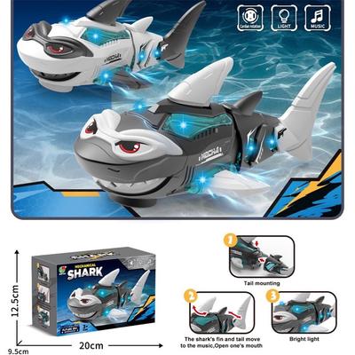 Electric Shark Robotic Toy With Led Lights & Sound Effects - Auto-Drive Crawling Fish, Plays Music Interactive Gift For Kids