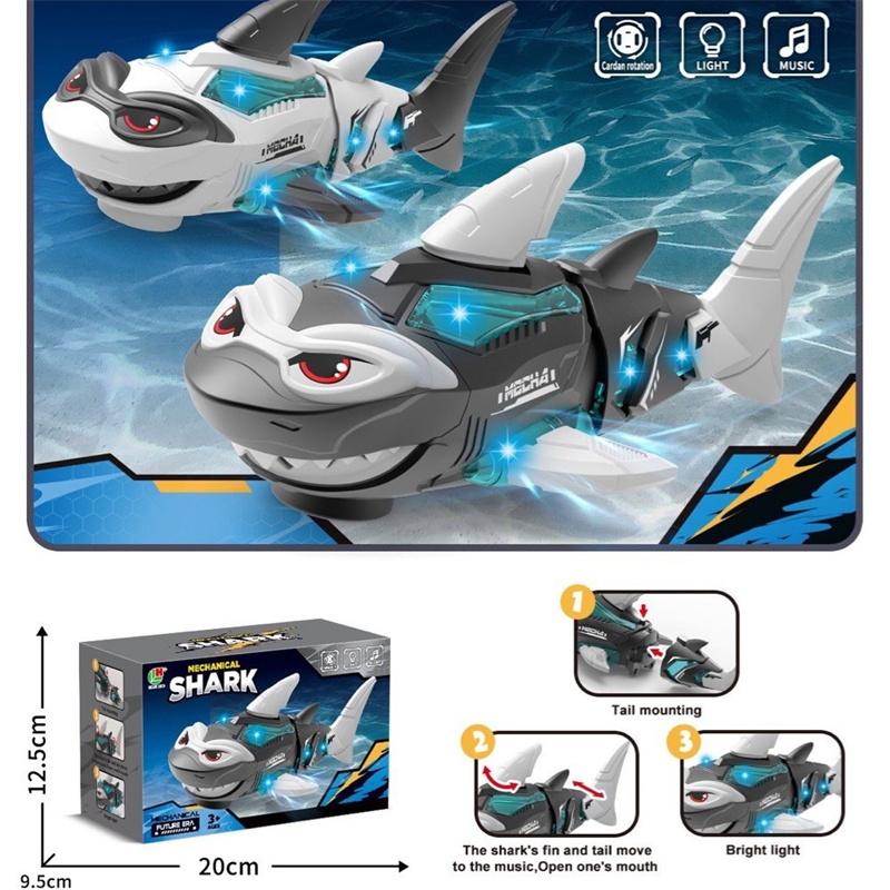 Electric Shark Robotic Toy With Led Lights & Sound Effects - Auto-Drive Crawling Fish, Plays Music Interactive Gift For Kids