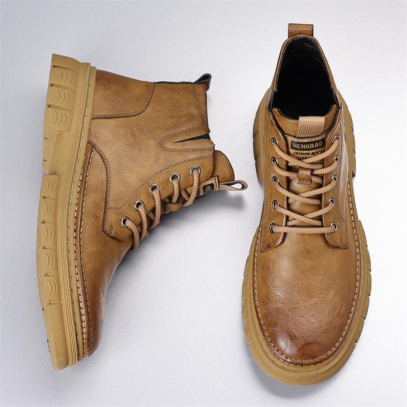 Classic Mens Sneakers Fashion Motocross Boots Lace Up Non-Slip Ankle Boots Winter Plush Snow Boots Mens High Top Outdoor Shoes