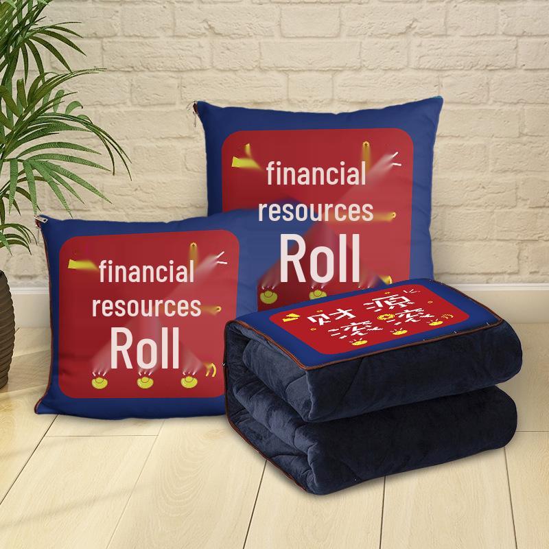 Custom Cartoon Plush Throw Pillow Blanket with Fleece Lining