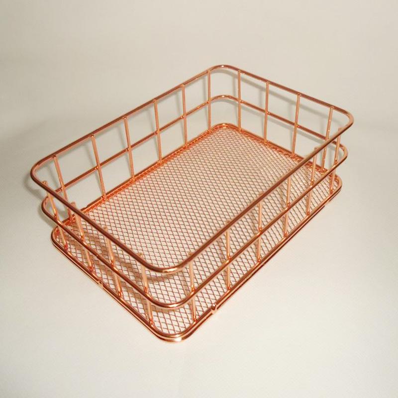 Gold Iron Fruit and Jewelry Storage Basket for Household Sundries