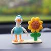 4pcs Creative Duck with Sunflowers Miniature Statues for Vehicle Interior Multifunctional Decors Resin Craft Ornaments