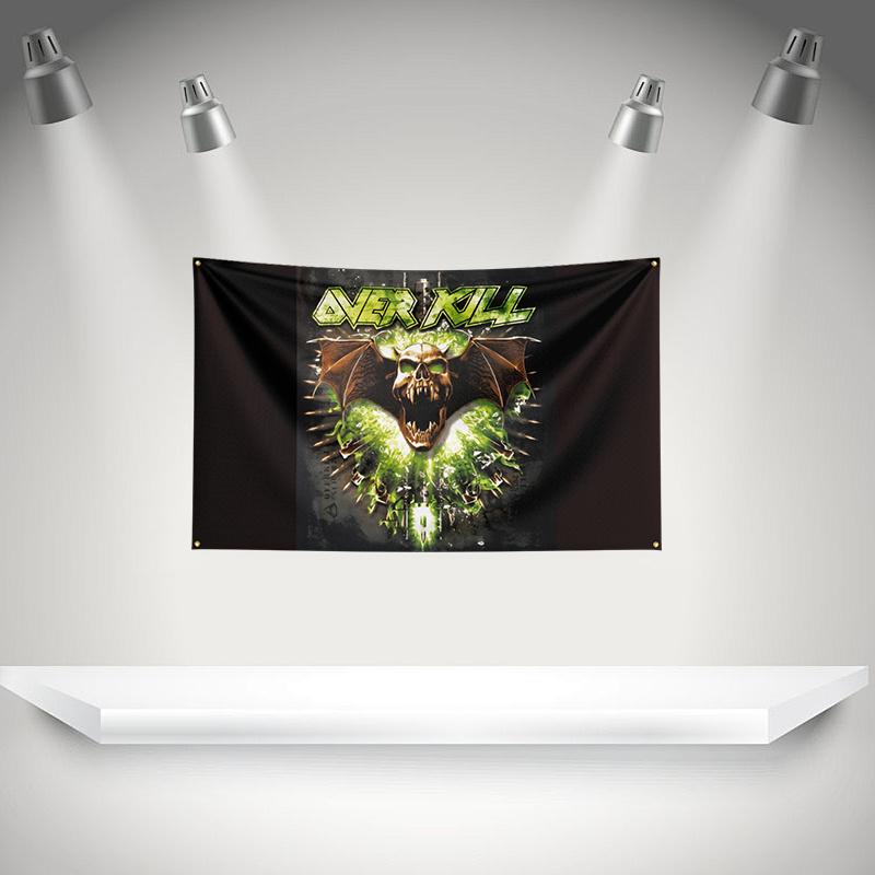 O-overkills Flag Rock Music Band Banner HD Printing Tapestry Exhibition, Music Band Fans, Garage Decor