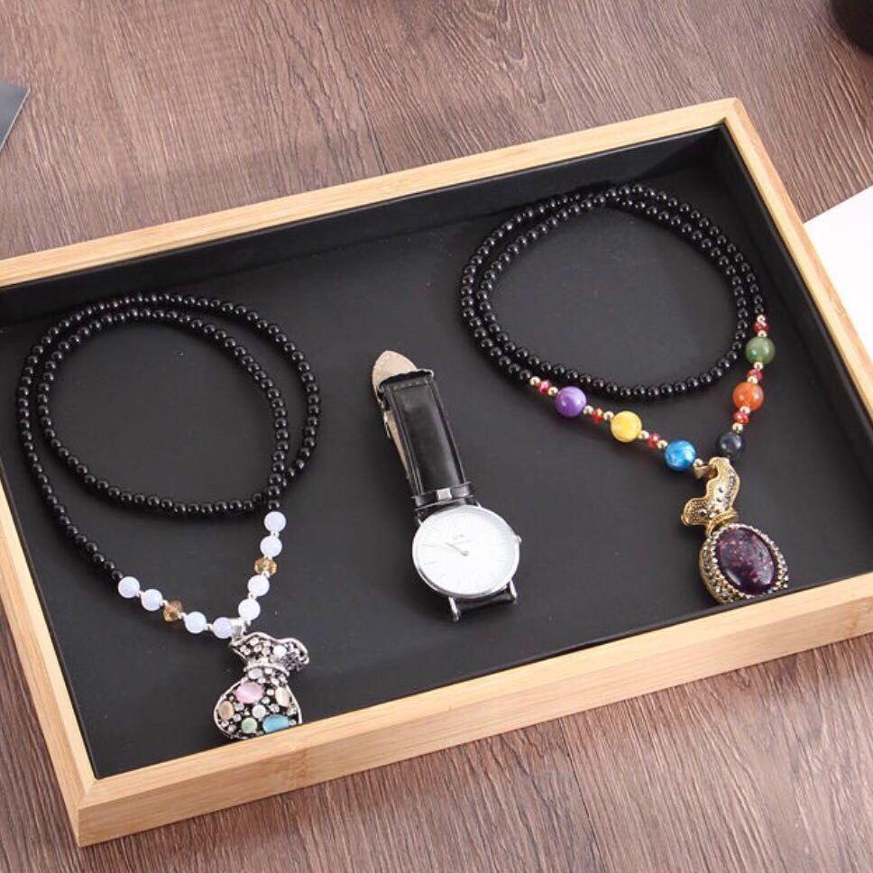 Bamboo & Wood Jewelry Display Plate for Rings, Necklaces, Bracelets — Durable & Exquisite Storage Solution