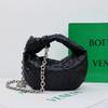 Woven Genuine Leather Mini Crossbody Bag With Chain Strap Soft Oval Handheld Shoulder Daily Street Style