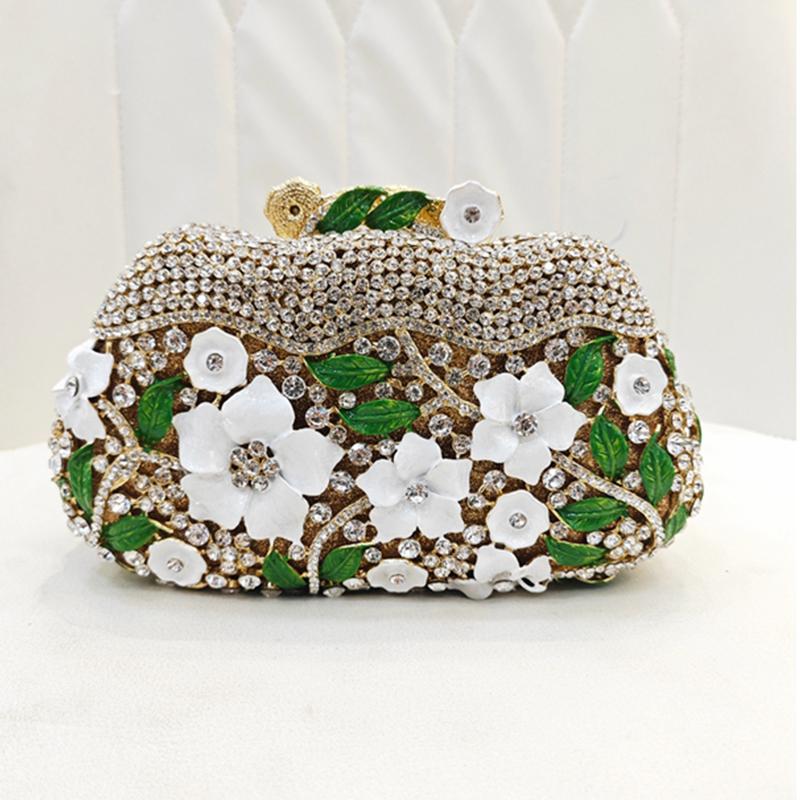 

Gold Metal Big Rhinestone Evening Bag Luxury Women Diamond Wedding Handbags Bridal Crystal Party Dinner Purses Prom Clutches