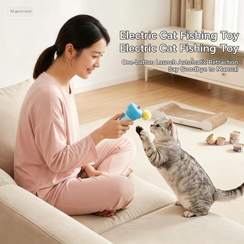 Electric Cat Teaser Cat Teaser Launcher Toy Retractable Rope Boredom Relief Interactive Cat Wand Smart Cat Toys