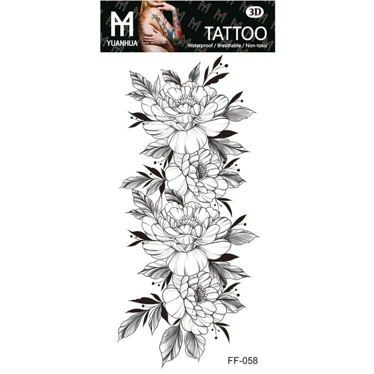 Plain Flower Bohemian Blue Rose Mermaid Waterproof Tattoo Sticker Simulation Water Transfer Sample Sticker