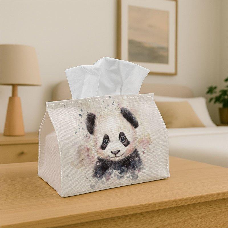 1pc Panda Tissue Box Holder - Cute Panda Print Suitable for Home &, Durable Fabric Storage Box with Panda Animal, Multifunctional Shelf for Tissues, N