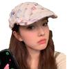 Japanese Y2K Big Head Circumference Niche Design Old Broken Hole Oil Painting Forward Hat Female Face Small Subculture Painter Hat