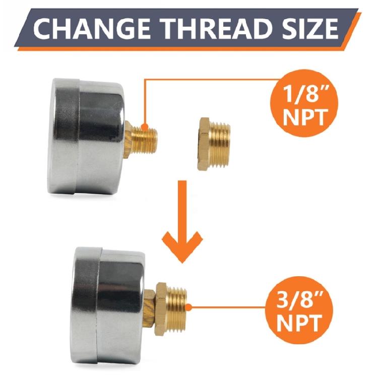 1/8'' NPT Fuel Pressure Gauge Center Back Mount Universal 0-1Bar Pressure Gauge