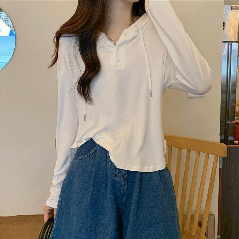 Autumn New Thin Hooded Sweatshirt for Women Korean Student Long-sleeved T-shirt for Women