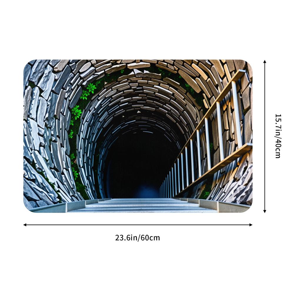 3D Trap Rock Deep Pit Pattern Doormat Mat Anti-Slip Bath Kitchen Toilet Rug Carpet 40*60cm