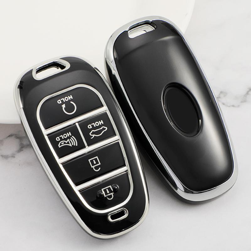 TPU 4 5 6 7 8 Buttons Car Key Case Cover For Hyundai Santa Fe Tucson 2022 NEXO NX4 Ioniq 5 Atos Prime Solaris 2021 Accessories