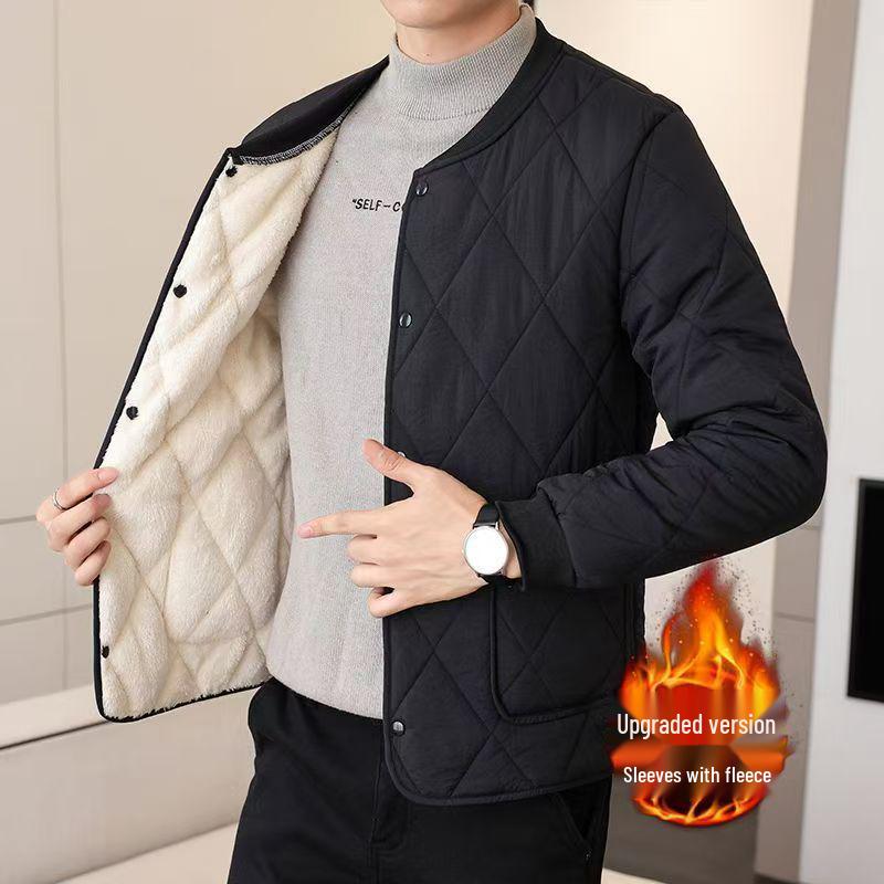 Men's Cotton Jacket: Velvet-Lined, Thick, Cold-Proof, Short Style, Casual Warmth for Students