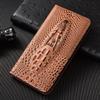 Crocodile Head Genuine Flip Leather Case for Xiaomi Poco X3 X4 X5 X6 X7 NFC F5 F6 F7 M3 M4 M5 M5S M6 M7 Pro Ultra Cover Cases