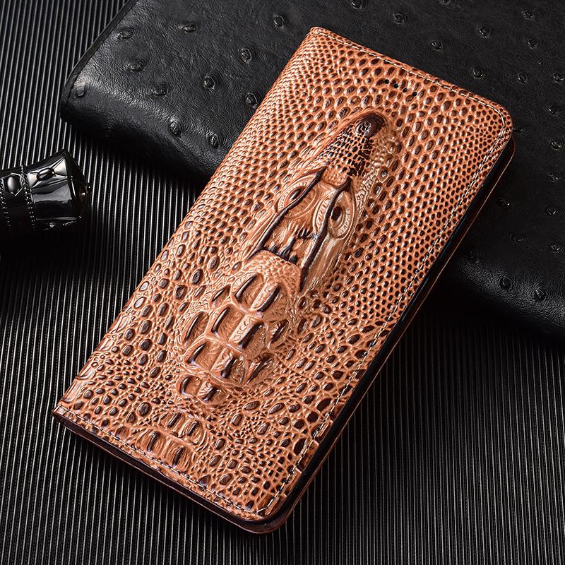Crocodile Head Genuine Flip Leather Case for Xiaomi Poco X3 X4 X5 X6 X7 NFC F5 F6 F7 M3 M4 M5 M5S M6 M7 Pro Ultra Cover Cases
