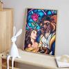 Disney Diamond Painting Belle and The Beast Stained Glass Artwork Cute DIY Rhinestone Mosaic Cross Stitch Kit Embroidery Gift Home Decor