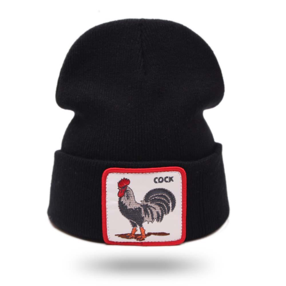 Rooster Embroidery Knitted Hat 