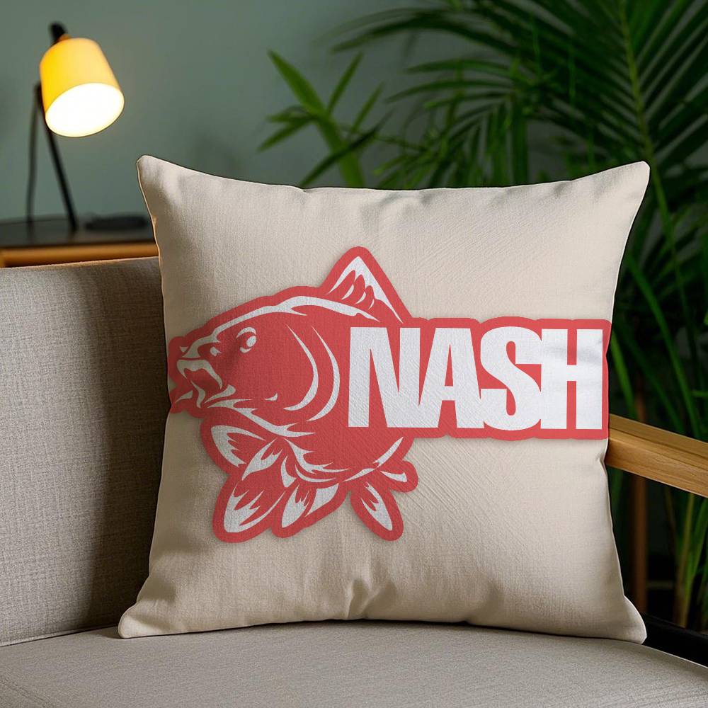 Match With Wild Fishing Prints Nash Pillow Case Anti-dustmite Pillowcase Invisible Zipper Silky Short Plush Sofa Cushion Cover