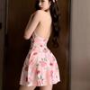 Erotic Lingerie Sexy Sweet Printed Pajama Dress Hot Girl Beautiful Back Halterneck Pure Desire Temptation Pure Desire Wind