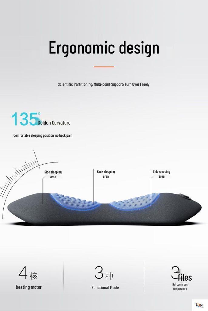 Heated Lumbar Support Massage Pillow for Sleep and Rest