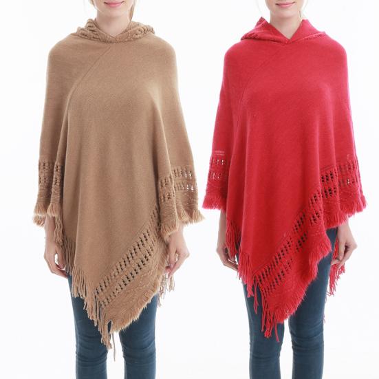 Women Cape Coat Solid Color Tassels Shawl Wrap Sweater Bohemian Style Spring Shawl Coat for Dating