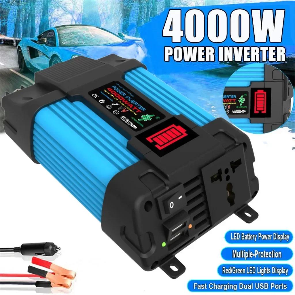 6000W Peak Car Inverter Conver LED Voltage Capacity Display Transformer Converter 12V220V/110V Dual USB Inverter Car Appliances 12V&220V