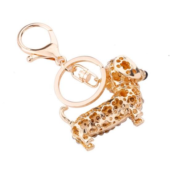 Keychain Pendant, Cartoon Dog Shape Key Holder with Lobster Clasp And Key Ring, Sparkling Rhinestones Inlaid Car Interior Key Chain