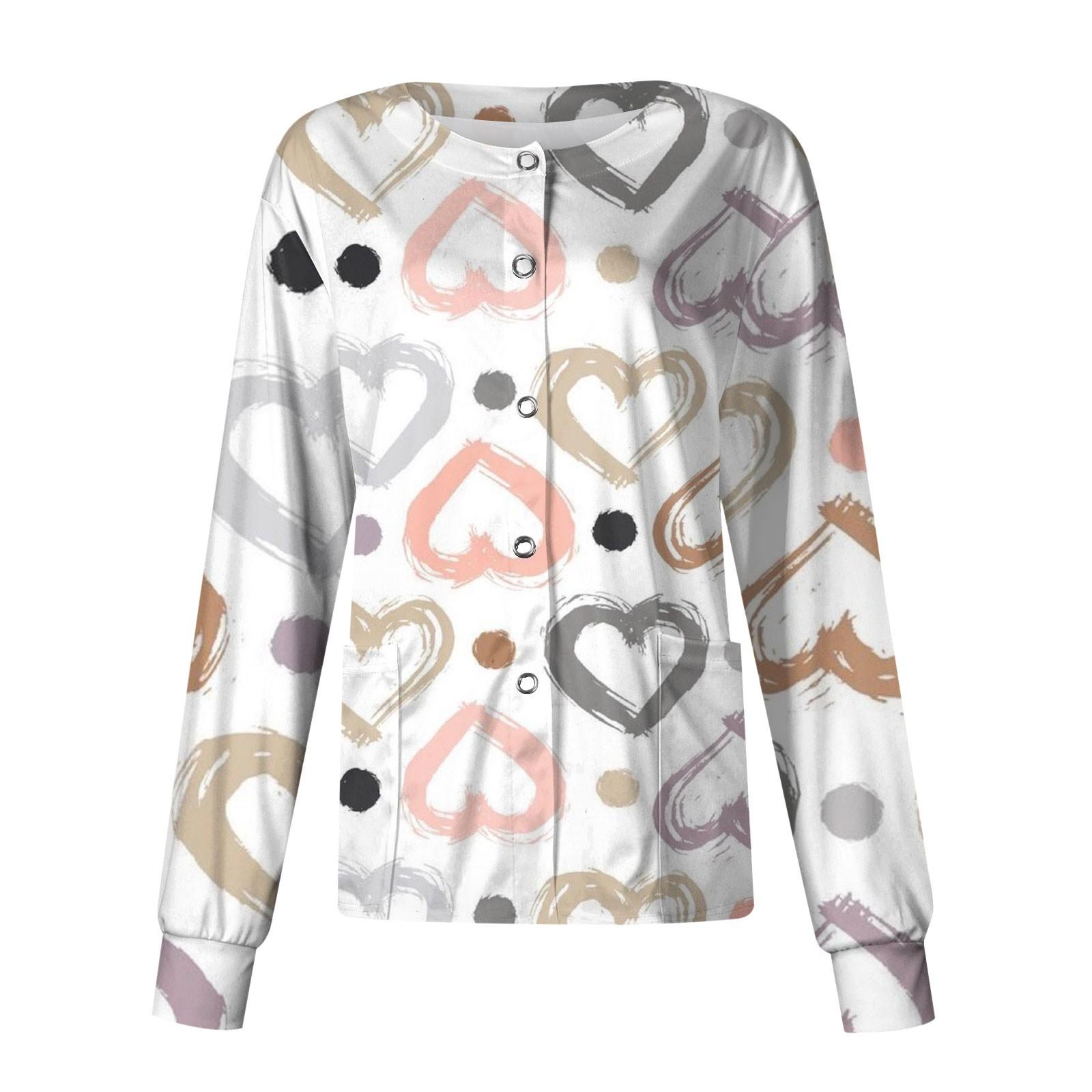 

Женский повседневный однобортный однобортный костюм с длинными рукавами и принтом на День святого Валентина, топ-кардиган L хаки