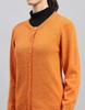 MONTE CARLO Womens Orange Solid Round Neck Full Sleeves Cardigan