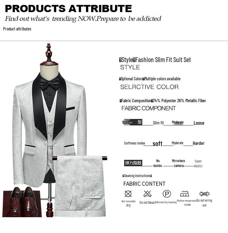 Men's Three-Piece Formal Suit for Evening or Wedding