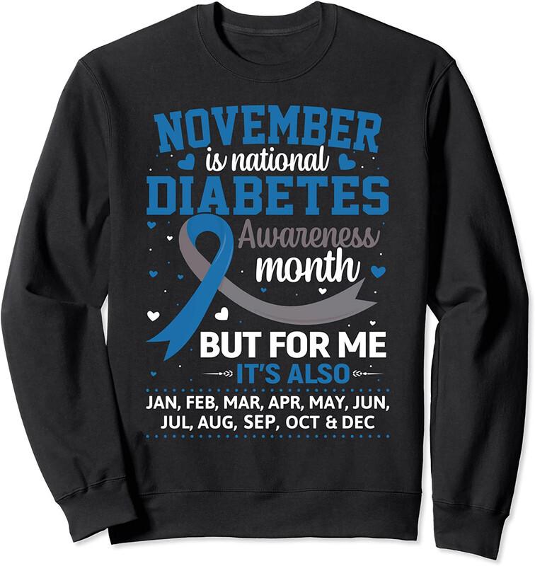 November Is Diabetes Awareness Month Ribbon Unisex Crewneck Sweatshirt