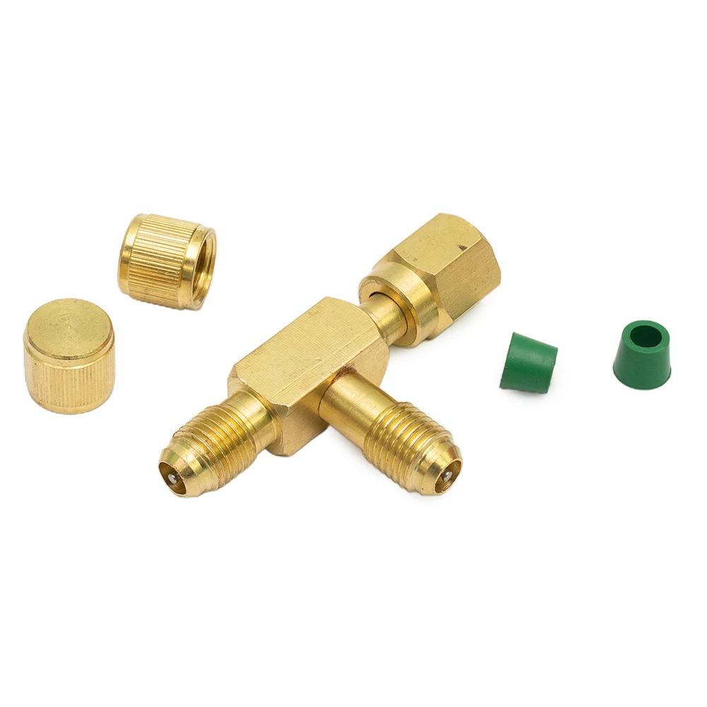 1 Stück T-Stück-Adapter 1/4X1/4X1/4" SAE Überwurfmutter Mit Manometeranschluss Tiefvakuum Pumpe/Manifold Set Massivmessing T-Stück-Adapter