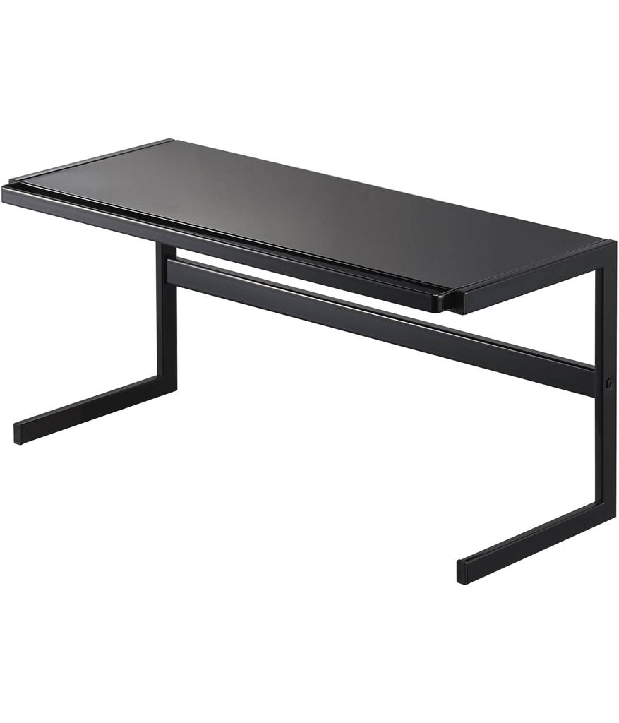 Yamazaki Extendable Kitchen Support Rack, Black, Approx. W54-92cm x D22.5cm x H25cm, Tower Extendable Support Rack, Kitchen Storage Rack, Model 4481