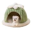 Windproof Warm Pet Bed House Enclosed Pumpkin Shape Washable Soft Cat Plush Tent Kennels for Indoor Pet Supplies
