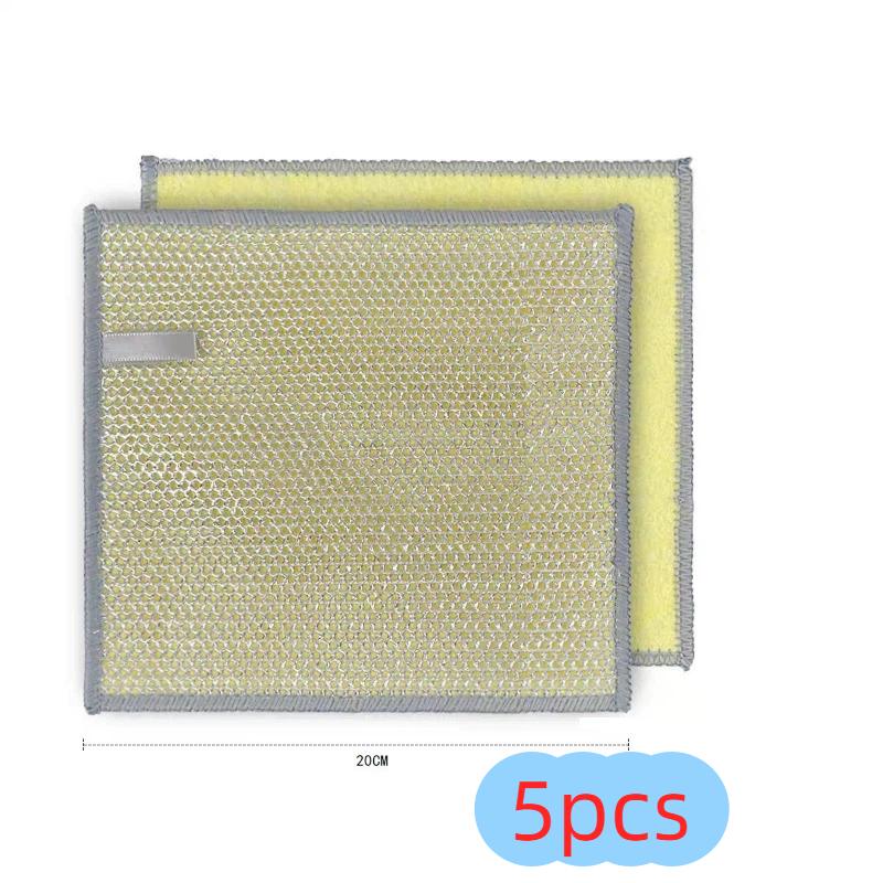 Steel wire double-sided dishwashing silver cloth coconut shell cleaning cloth kitchen cleaning multifunctional absorbent non-oily dishwashing cloth 20x20