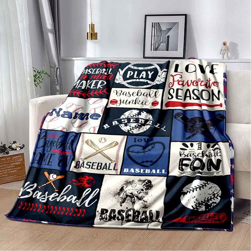 Blue Ball Customize Your Name Blanket Used For Chair Office Sofa Bed Camping Soft And Warm Giving Friends And Relatives Birthday Graduation Gift