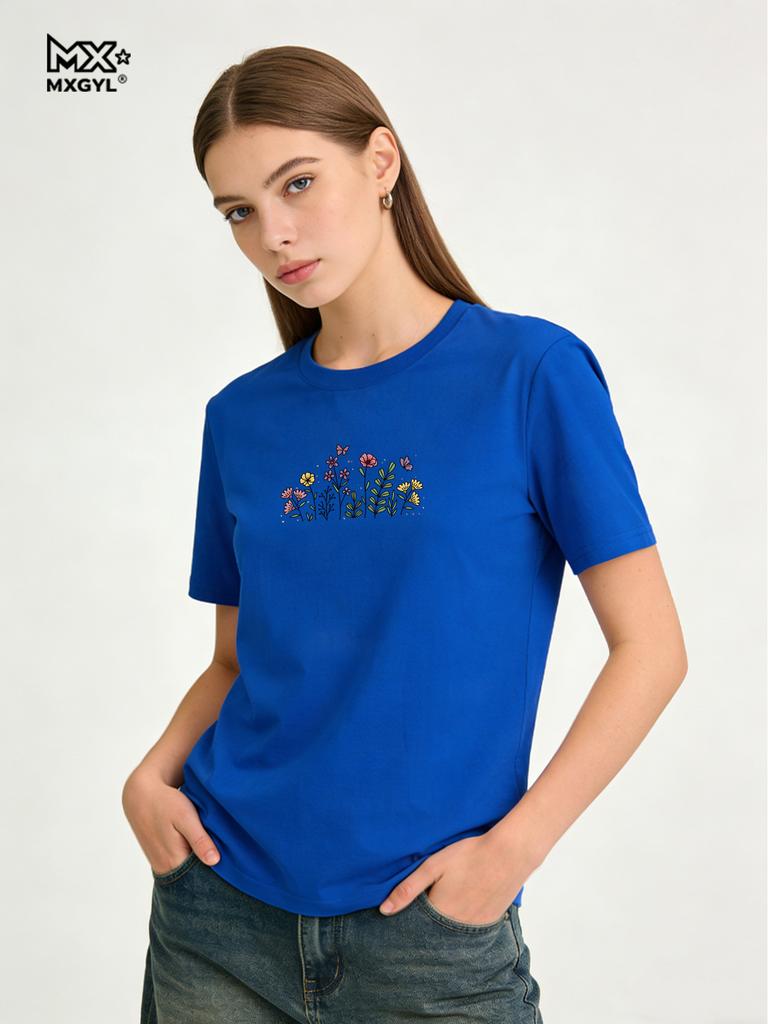 2026 New Style Colorful Blooms Tee - Spring In A Shirt Style With Nature Shirts Graphic T Shirts Women Clothing Tops