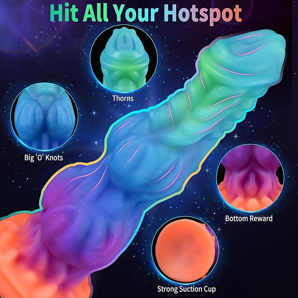9.6" Glow-in-the-Dark Fantasy Dragon Silicone Dildo, Ultra Soft Liquid Silicone, Dual Knot Texture, Strong Suction Cup, Premium Fantasy Collection